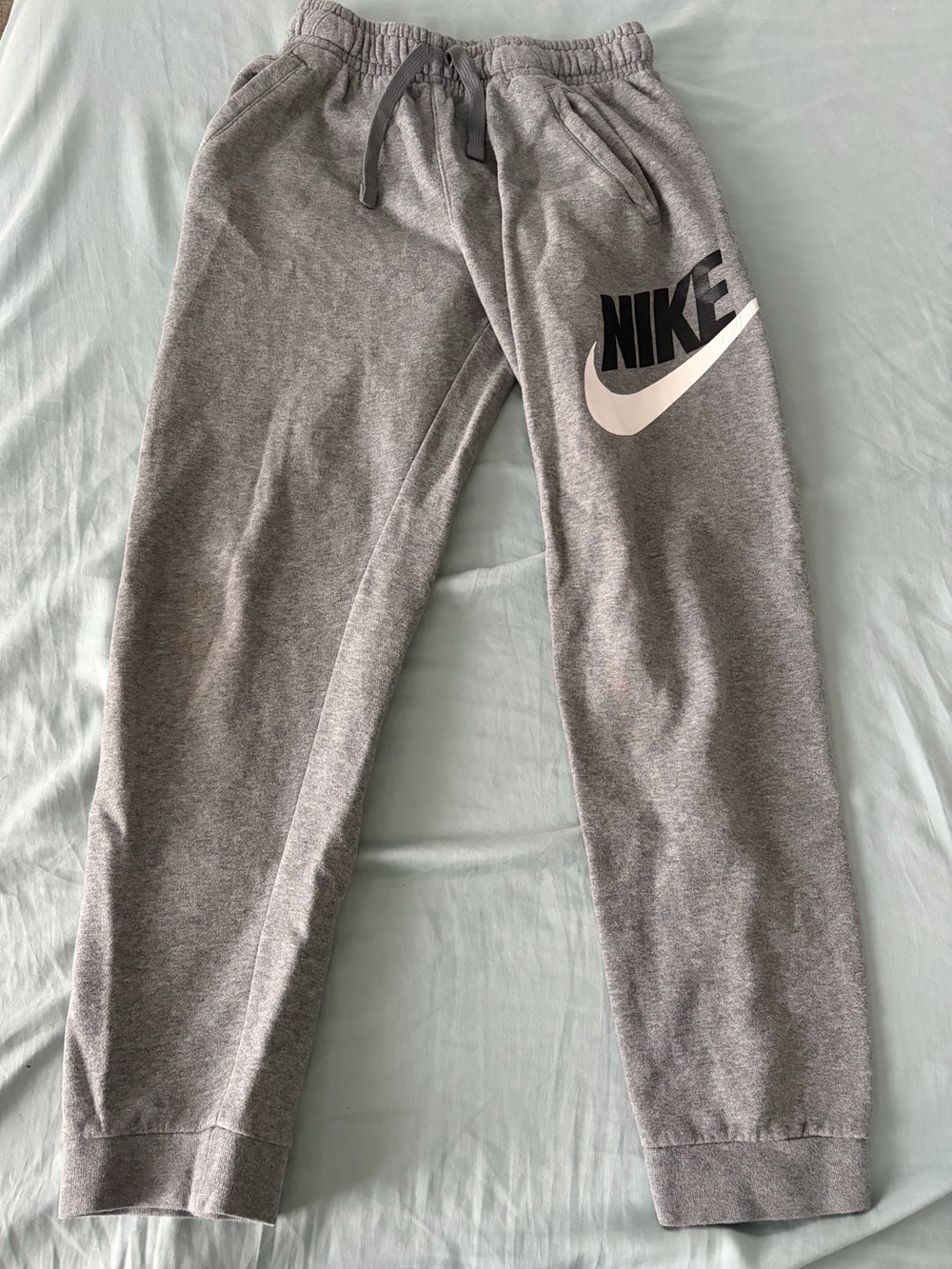 Nike Kids Gray Sweatpants with White Swoosh